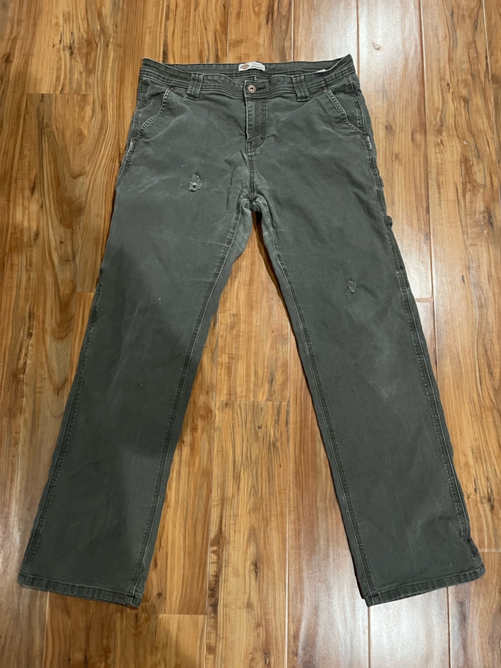 Dickies Distressed Dark Olive Green Work Pants